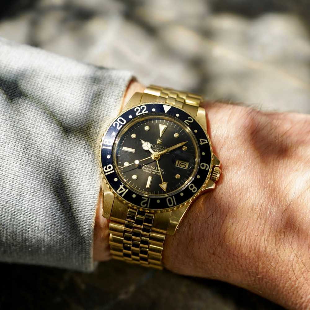 Wrist shot image for Rolex GMT-Master 1675/8 Black 1978 with original box and papers