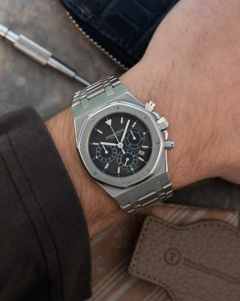 Wrist shot image for Audemars Piguet Royal Oak 25860 ST Tropical 2002 with original box and papers