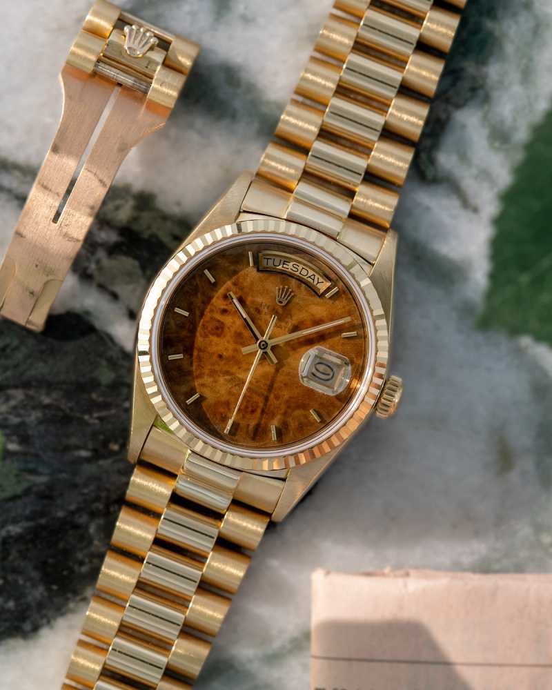 Featured image for Rolex Day-Date "Ghost & Wood Dial” 18038  1986 with original box