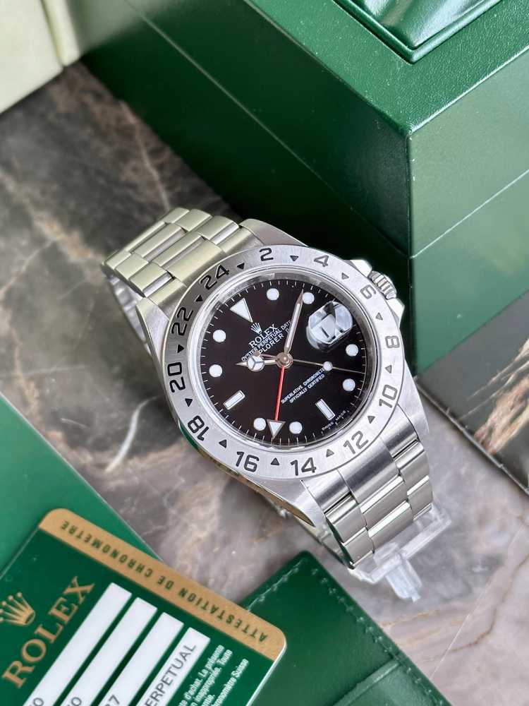 Detail image for Rolex Explorer 2 "Engraved Rehaut" 16570T Black 2009 with original box and papers