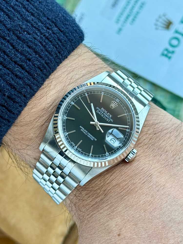 Wrist shot image for Rolex Datejust 16234 Black 2002 with original box and papers 2