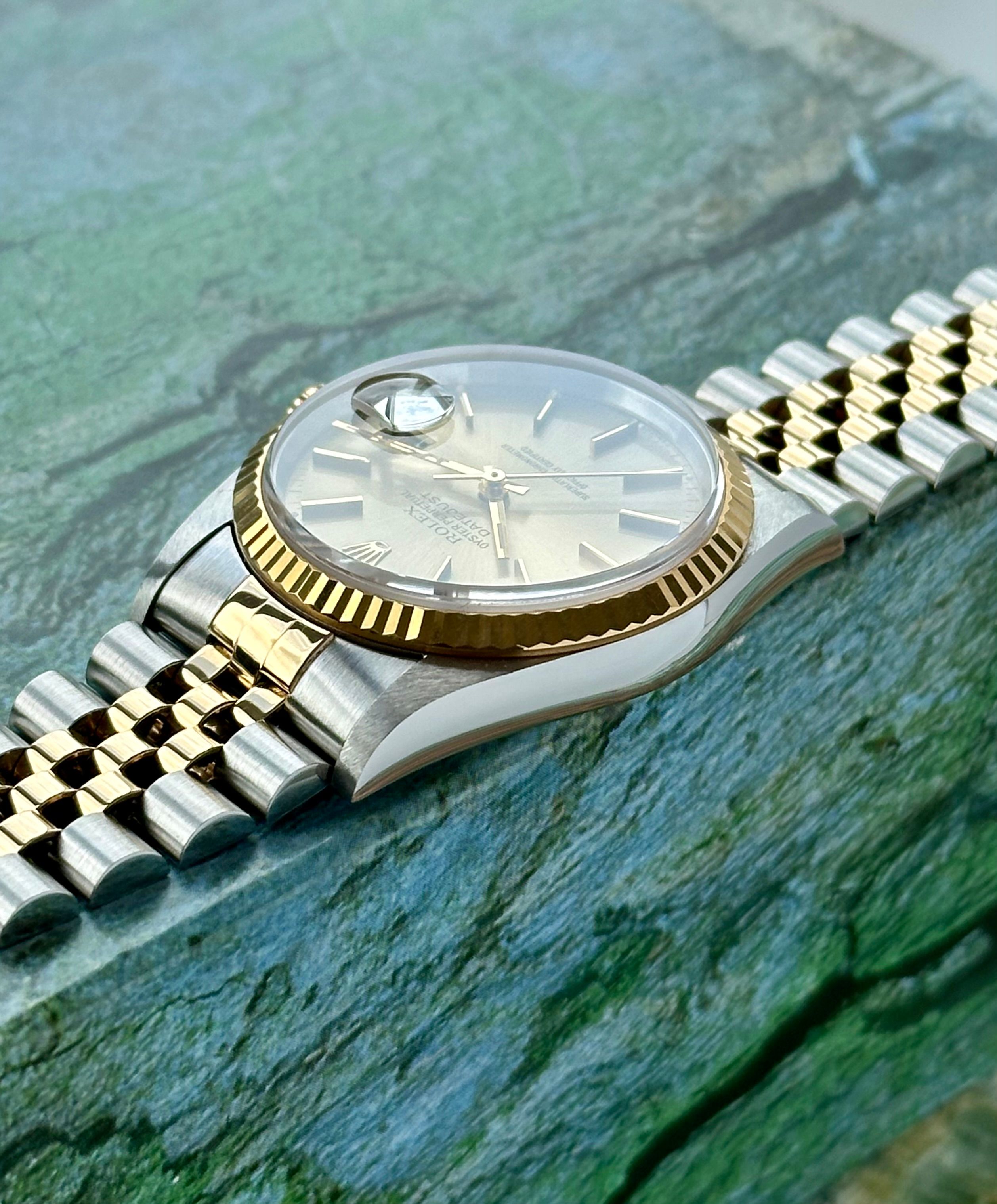 Rolex Datejust 16233 Silver Dial Mens Watch Box Papers