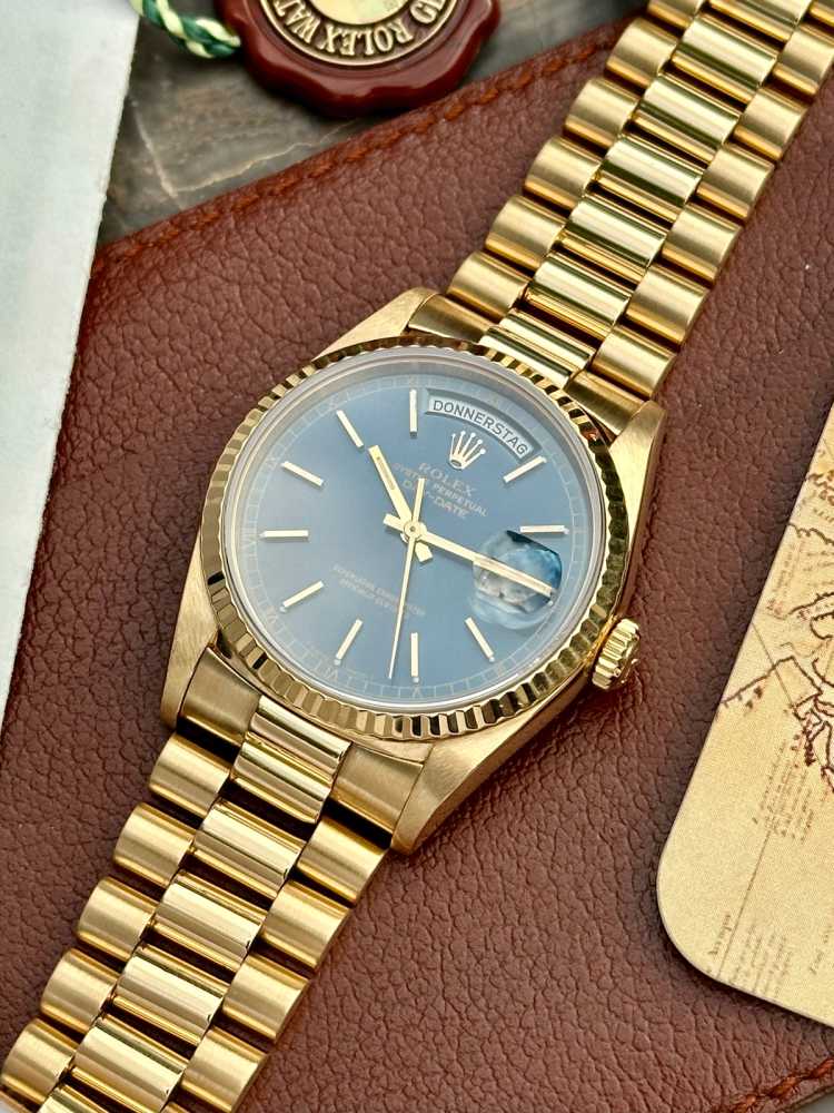 Image for Rolex Day-Date 18238 Blue 1990 with original box and papers