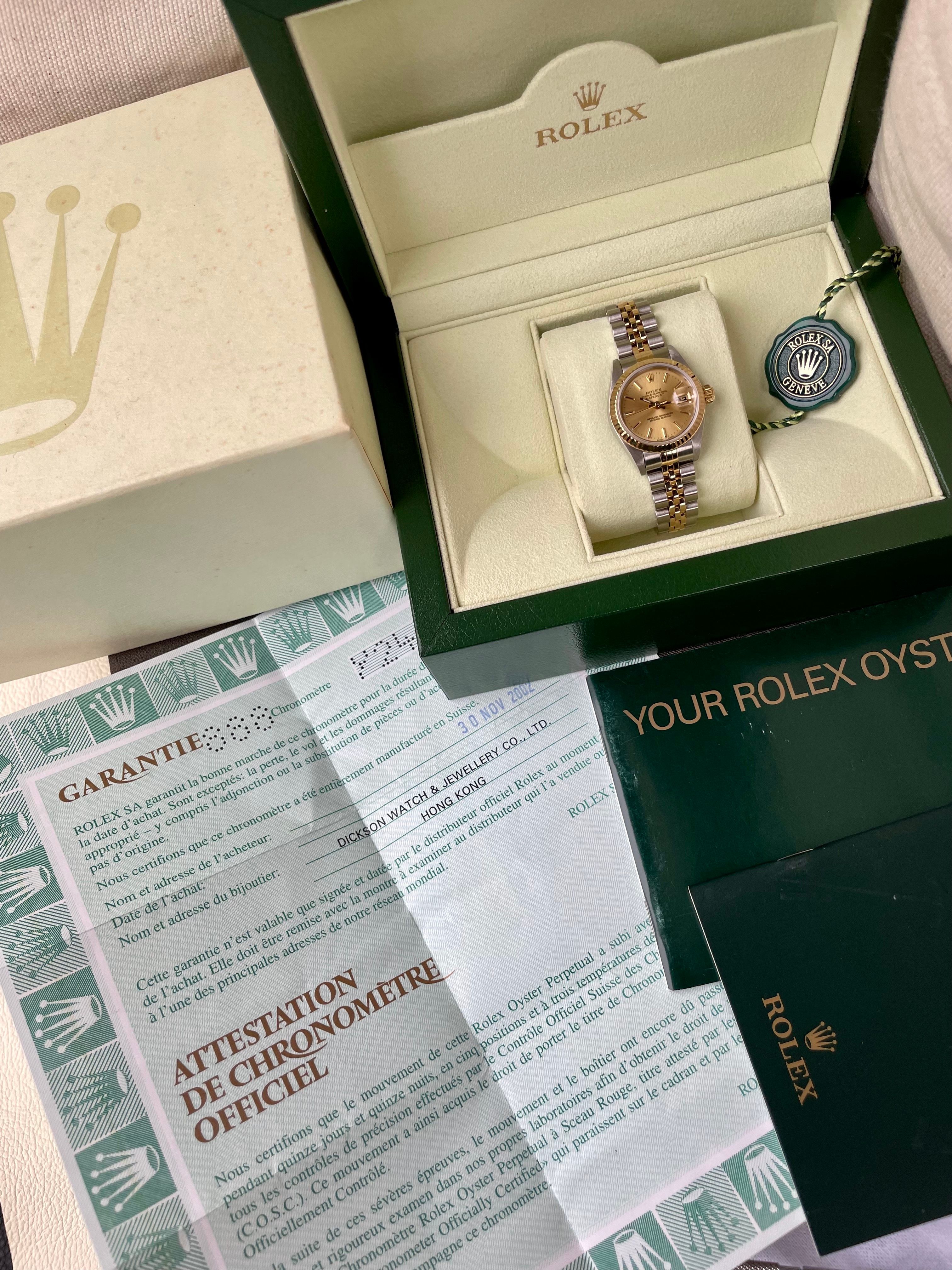 Rolex Lady Datejust 79173 Gold 2002 with original box and papers