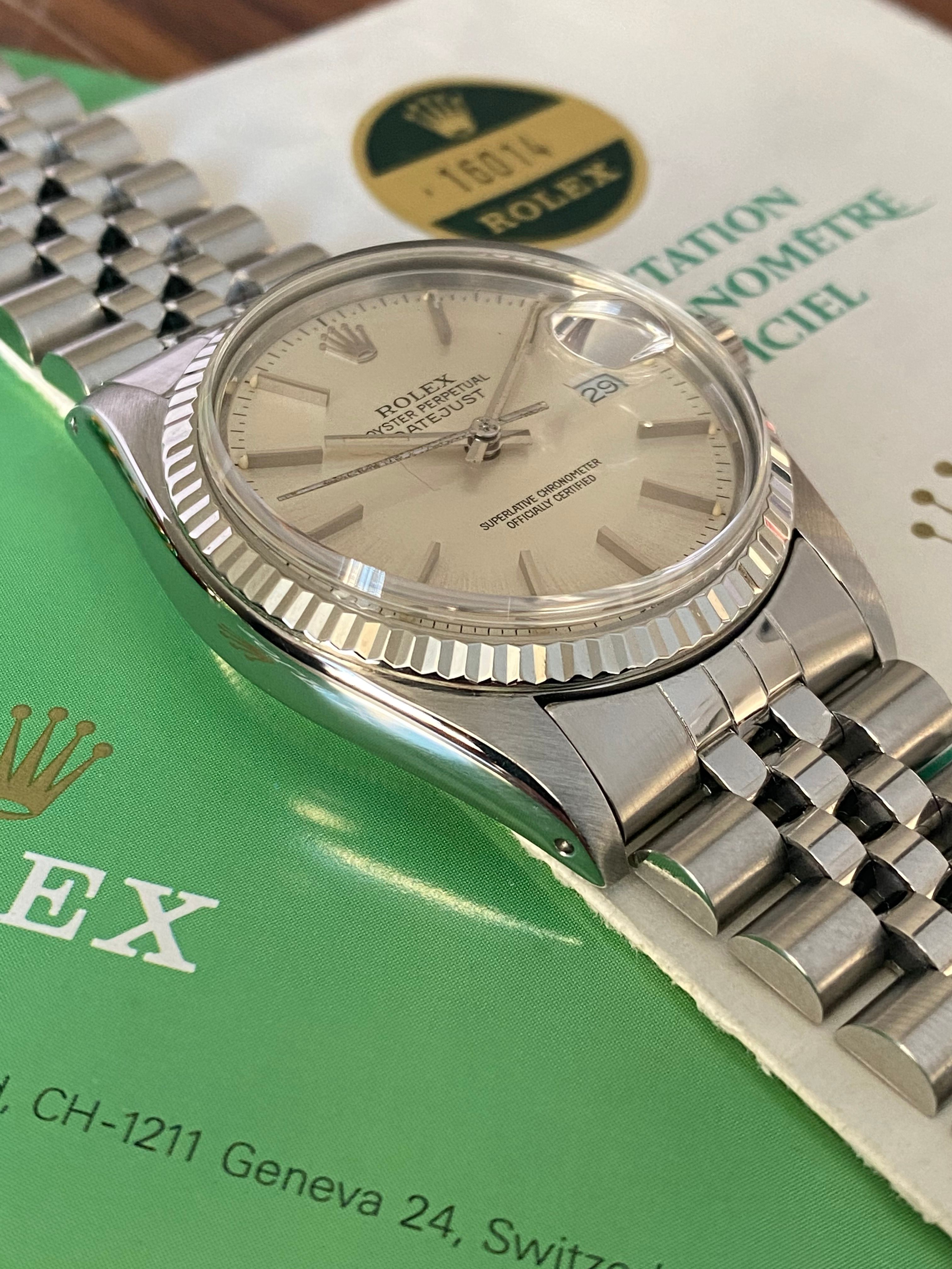 Rolex Datejust 16014 Silver 1984 with original box and papers