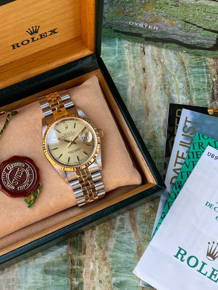 Image for Rolex Datejust Gold Dial 16233  1999 with original box and papers