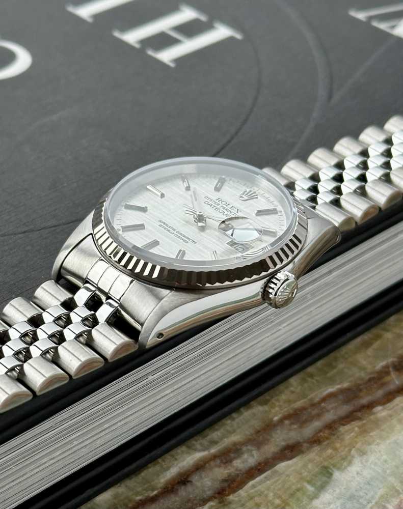 Image for Rolex Datejust "Linen" 16234 Silver Linen 1990 with original box and papers