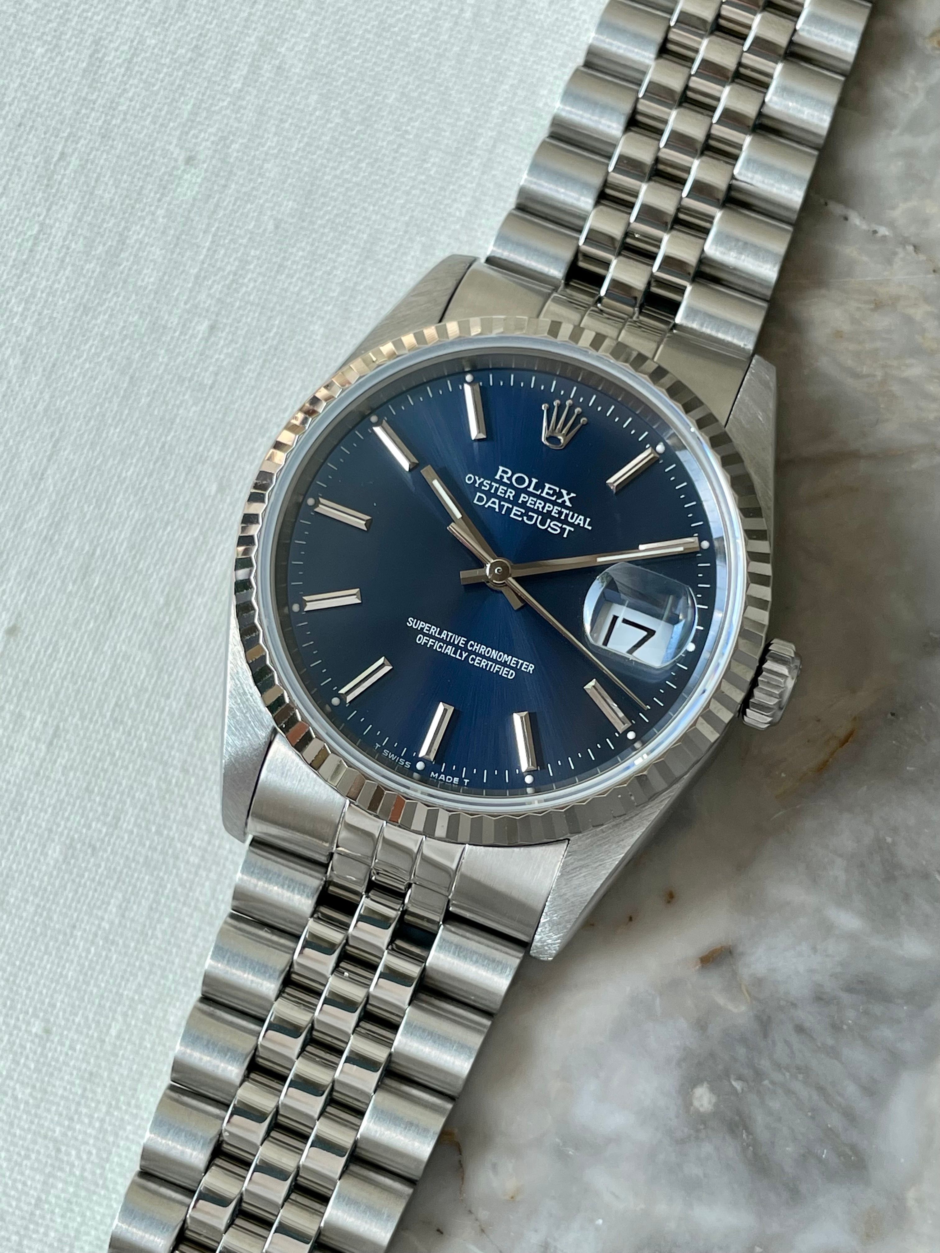 Rolex Datejust 16234 Blue 1996 with original box and papers