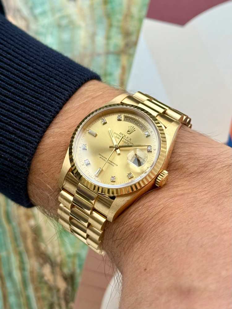 Wrist shot image for Rolex Day-Date "Diamond" 18238 Gold 1989 