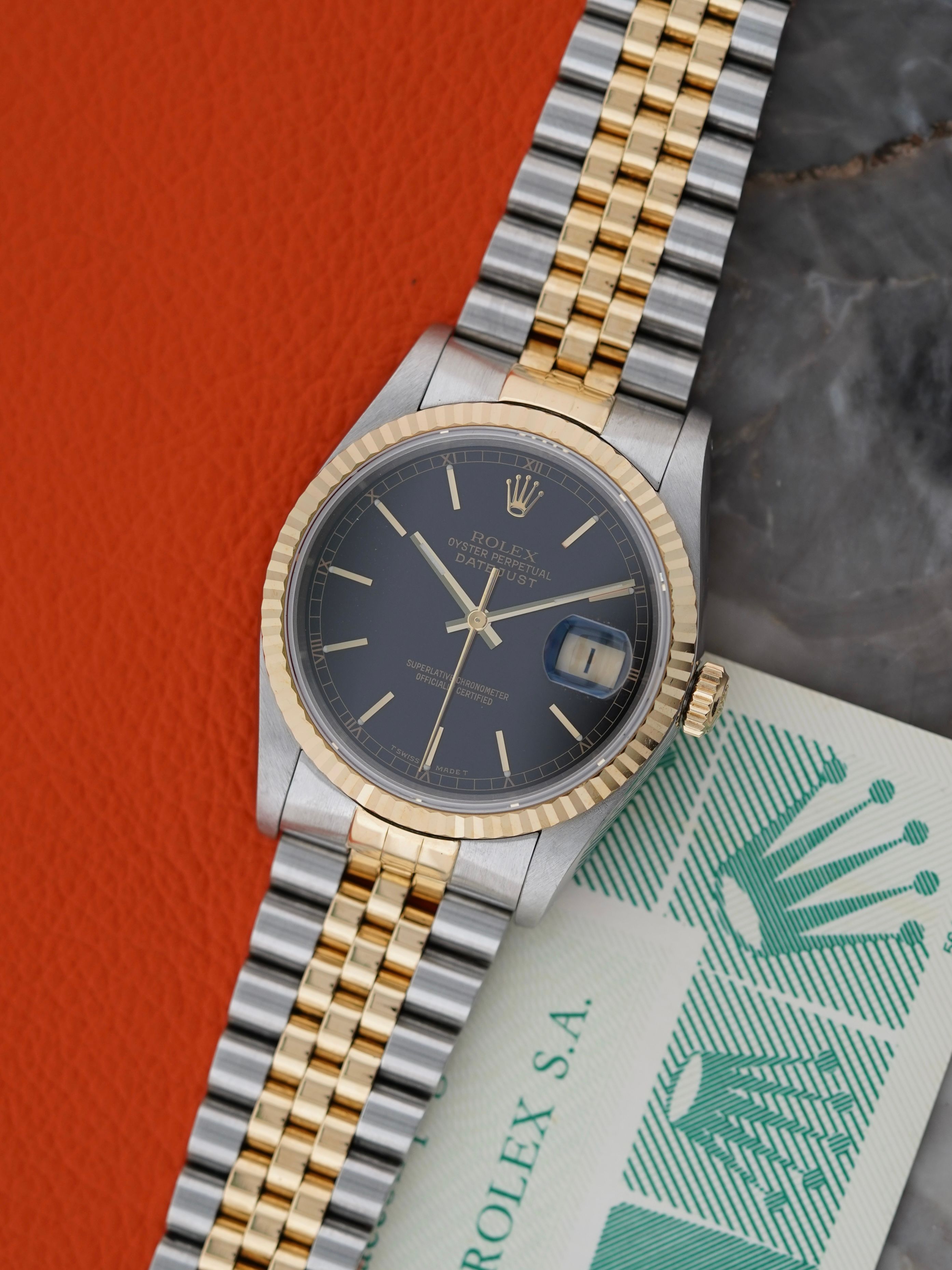 Rolex Datejust 16233 Black 1989 with original box and paper