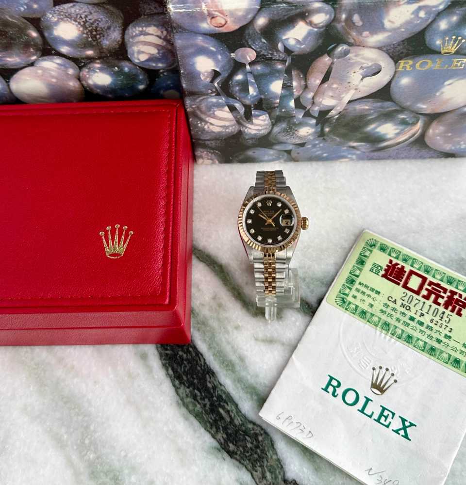 Image for Rolex Lady-Datejust "Diamond" 69173G Black 1991 with original box and papers