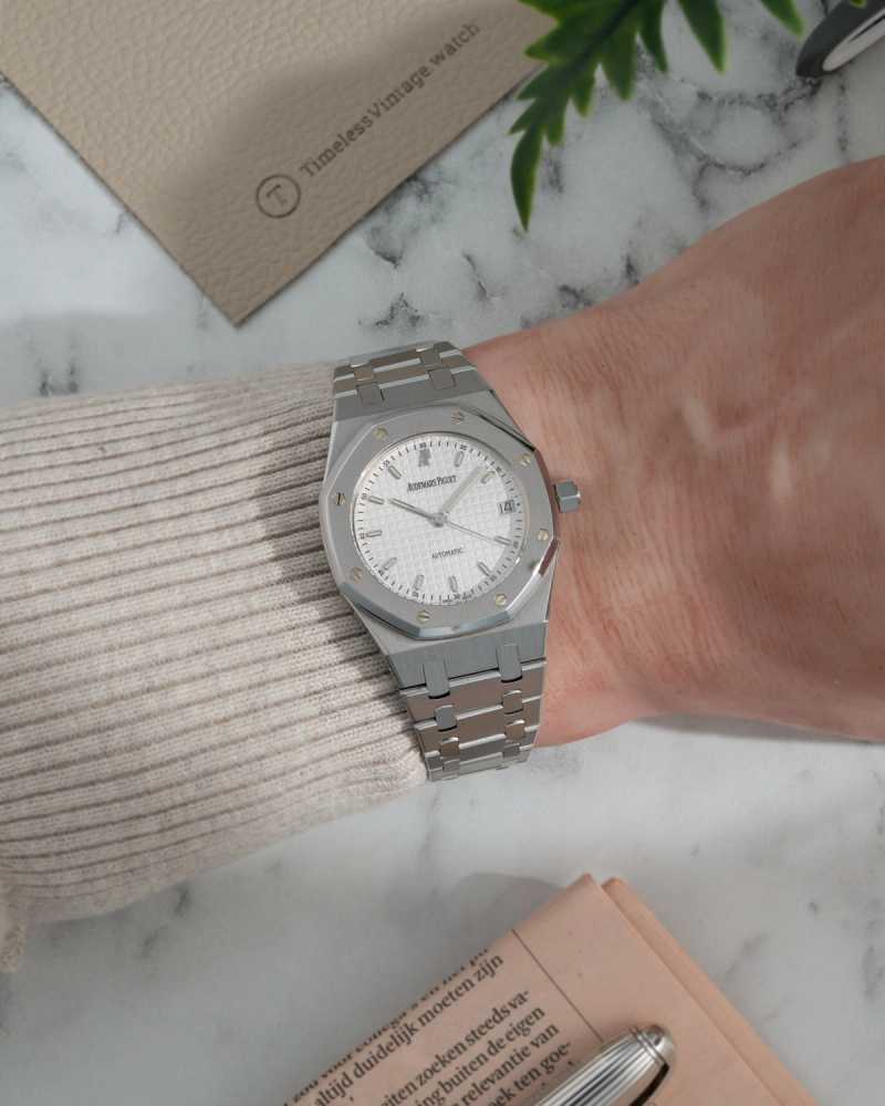 Wrist shot image for Audemars Piguet Royal Oak "MK-III dial" 14790ST White 2003 with original box and papers