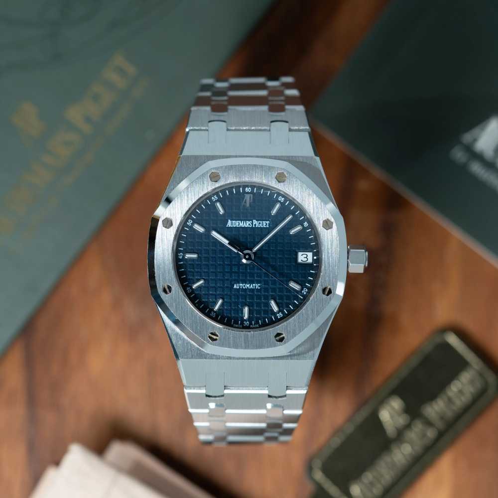 Image for Audemars Piguet Royal Oak "Blue/Gray dial" 14790ST Blue 2002 with original box and papers