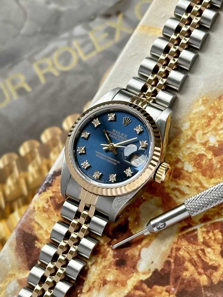 Image for Rolex Lady-Datejust "Diamond" 69173G Blue 1991 with original box and papers