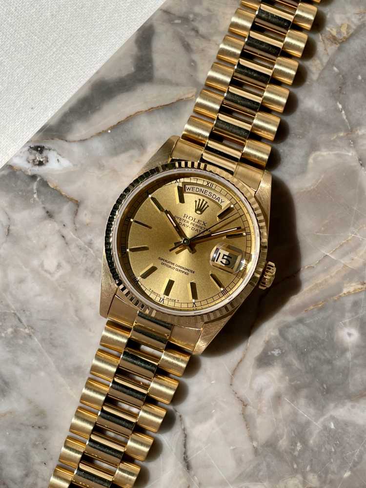 Detail image for Rolex Day-Date 18238 Gold 1989 with original box and papers