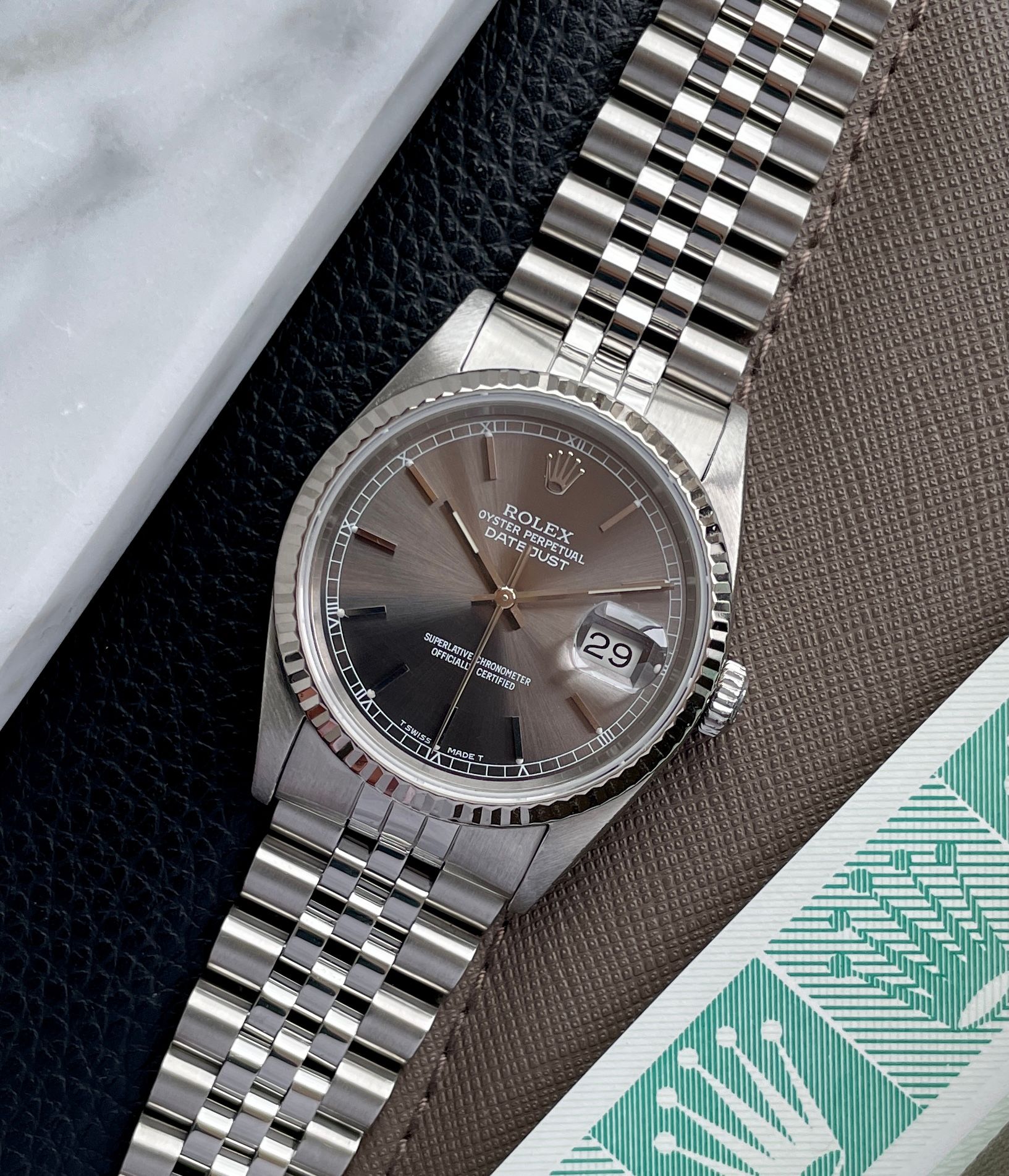 Rolex Datejust 16234 Grey 1991 with original box and papers