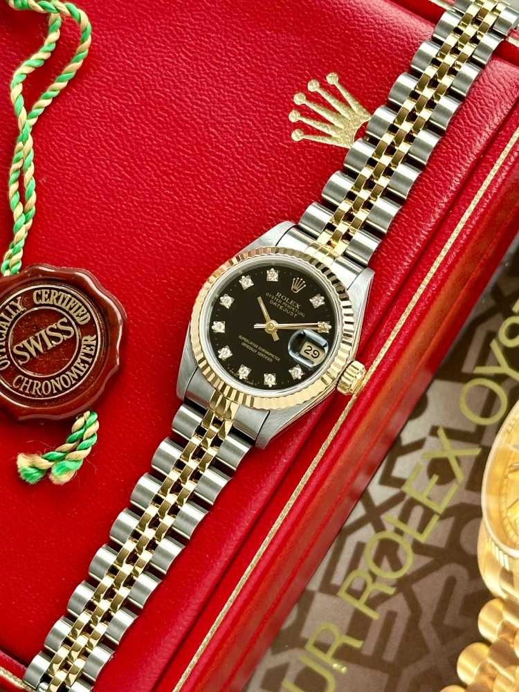 Image for Rolex Lady-Datejust "Diamond" 69173 Black 1993 with original box and papers
