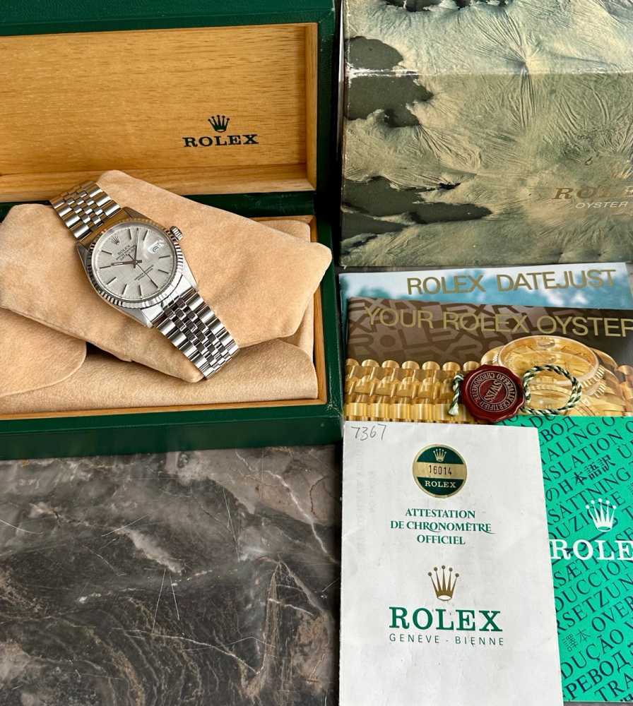 Image for Rolex Datejust "Linen" 16014 Silver Linen 1982 with original box and papers