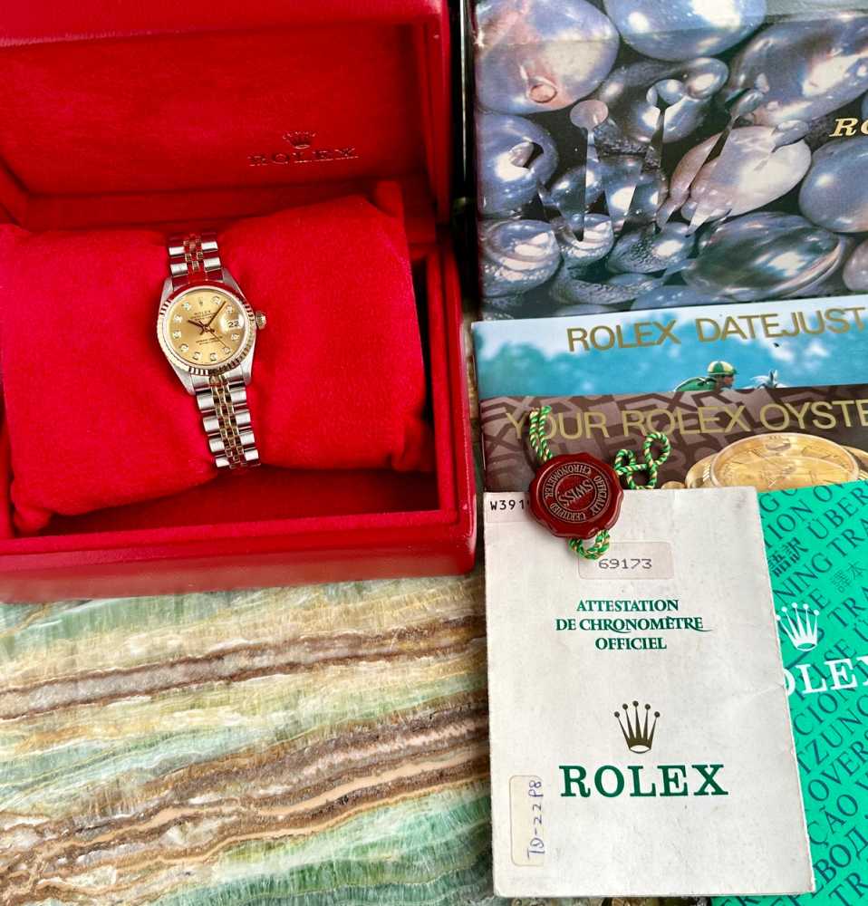 Image for Rolex Lady-Datejust "Diamond" 69173G Gold 1995 with original box and papers 2