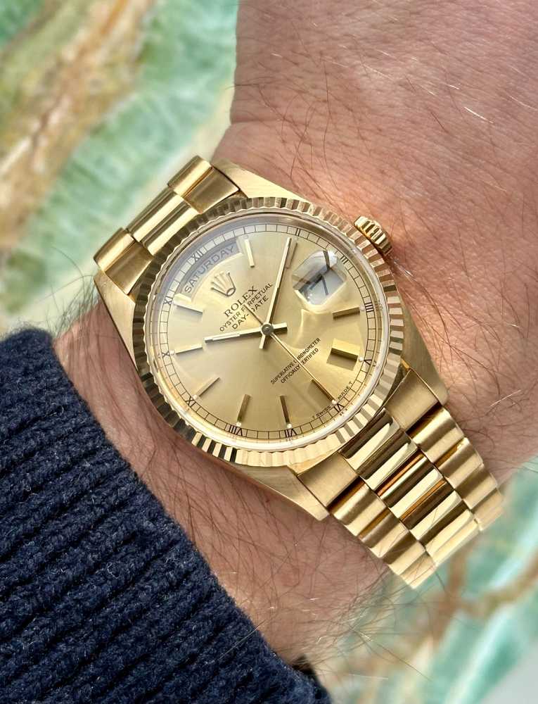 Wrist shot image for Rolex Day-Date 18238 Gold 1990 