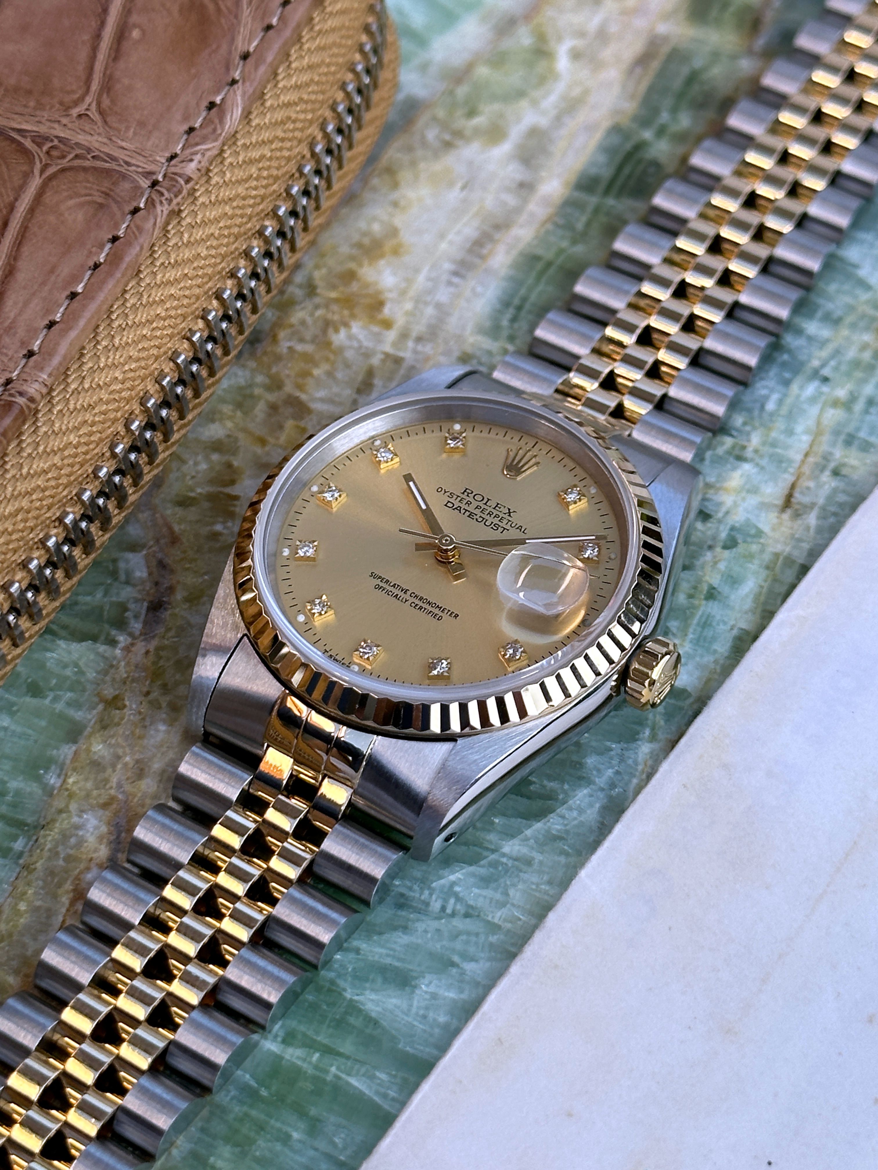 Rolex Datejust Diamond Dial 16233 Gold 1991