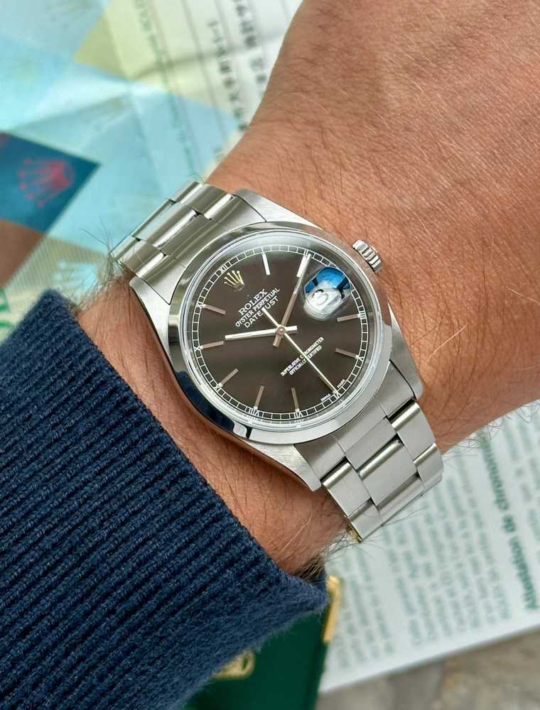 Wrist shot image for Rolex Datejust 16200 Black 2004 with original box and papers 2