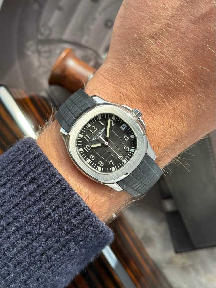 Wrist shot image for Patek Philippe Aquanaut 5165 Grey 2007 with original box and papers