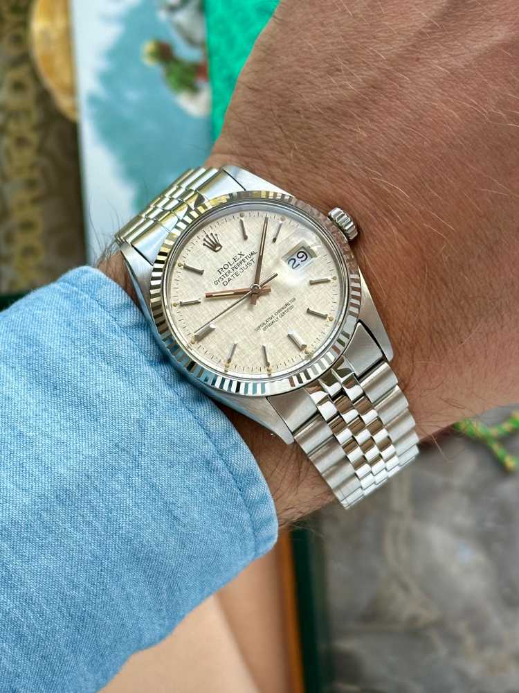 Image for Rolex Datejust "Linen" 16014 Silver Linen 1979 with original box and papers 2