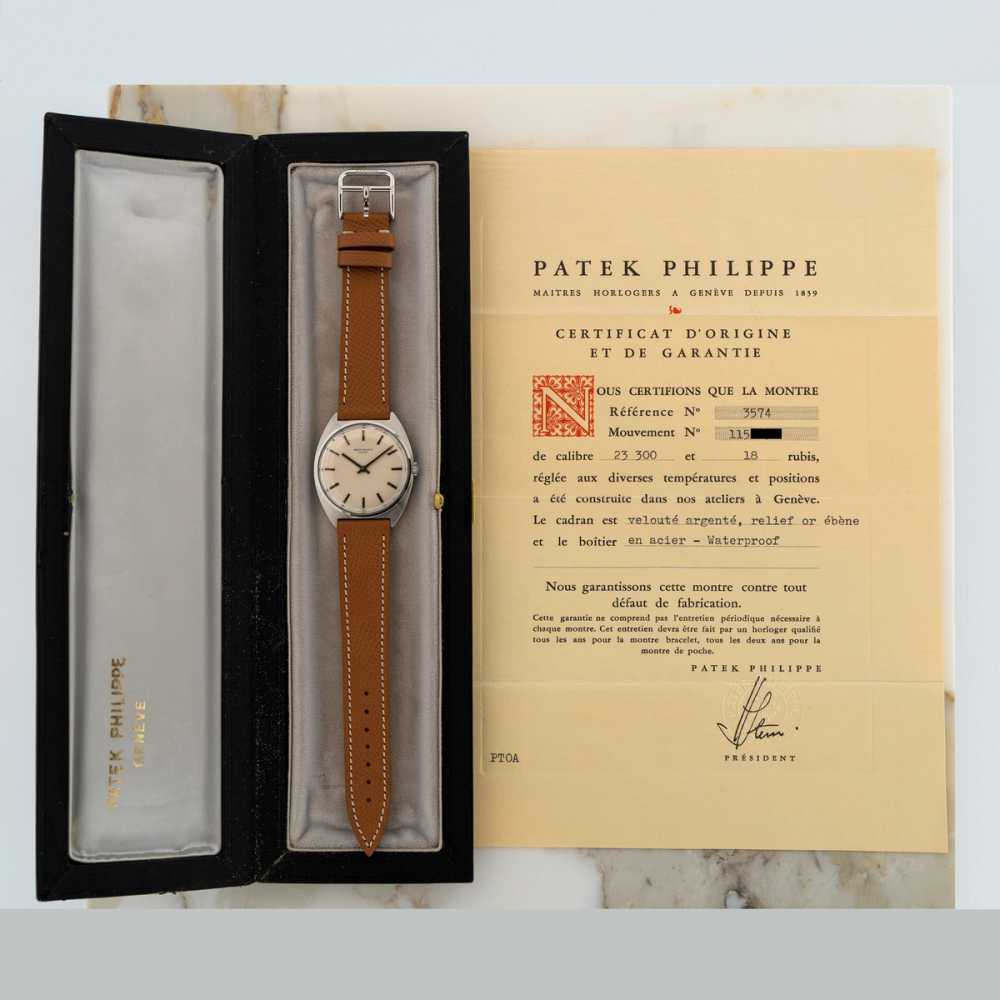 Image for Patek Philippe Calatrava "Steel Tonneau Case"  3574 Cream 1970 with original box and papers