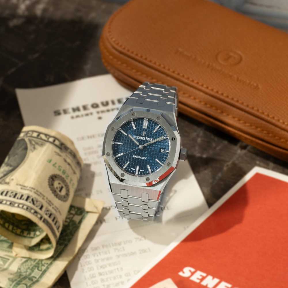 Image for Audemars Piguet Royal Oak "Blue dail" 15450ST Blue 2020 with original box and papers