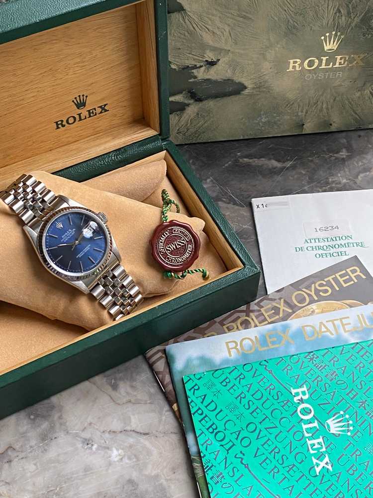 Image for Rolex Datejust 16234 Blue 1991 with original box and papers