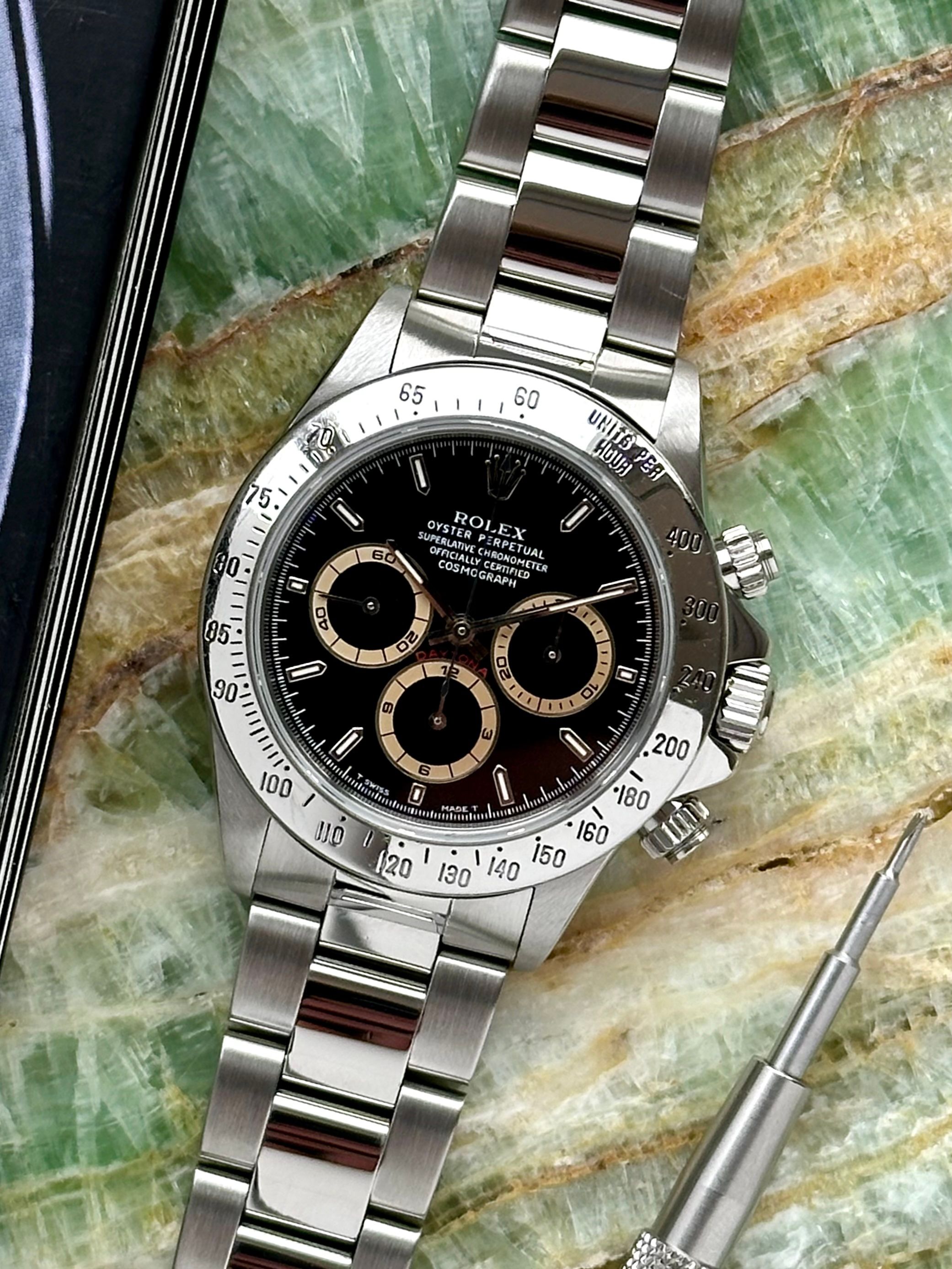 Rolex daytona stainless hot sale steel black dial