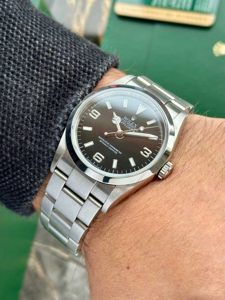 Image for Rolex Explorer 1 "Engraved Rehaut" 114270 Black 2007 with original box and papers