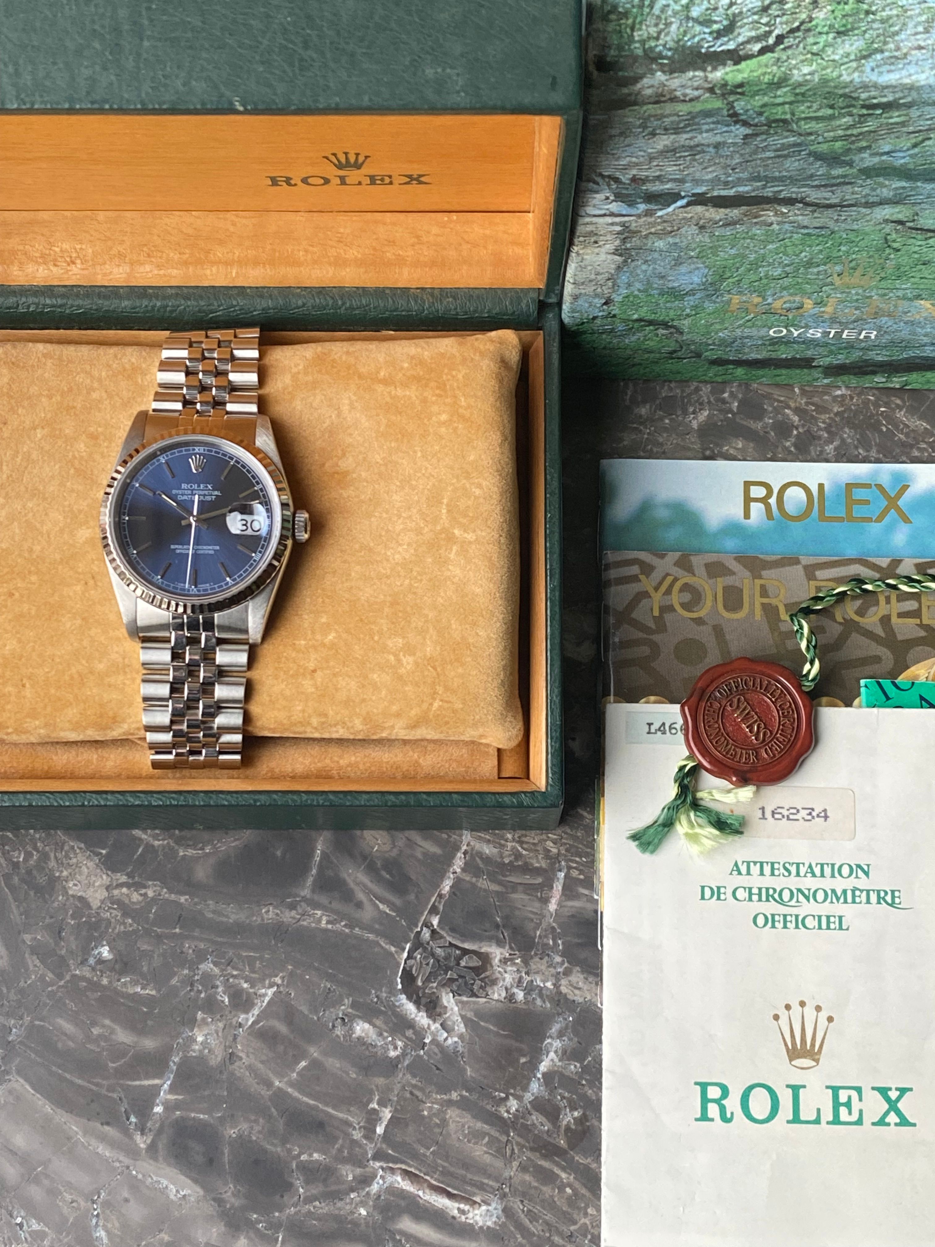 ROLEX DATEJUST 16234 3コマ ② Rolex Datejust 16234 Blue Diamond Sodalite Dial