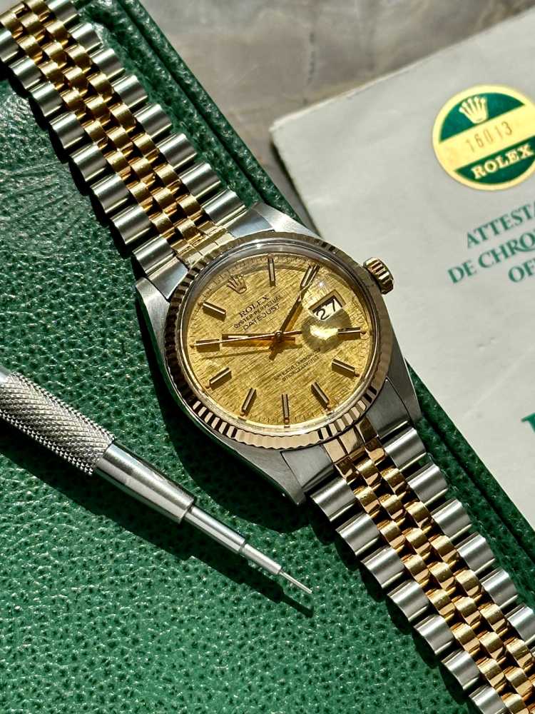 Image for Rolex Datejust "Linen" 16013 Gold 1981 with original box and papers