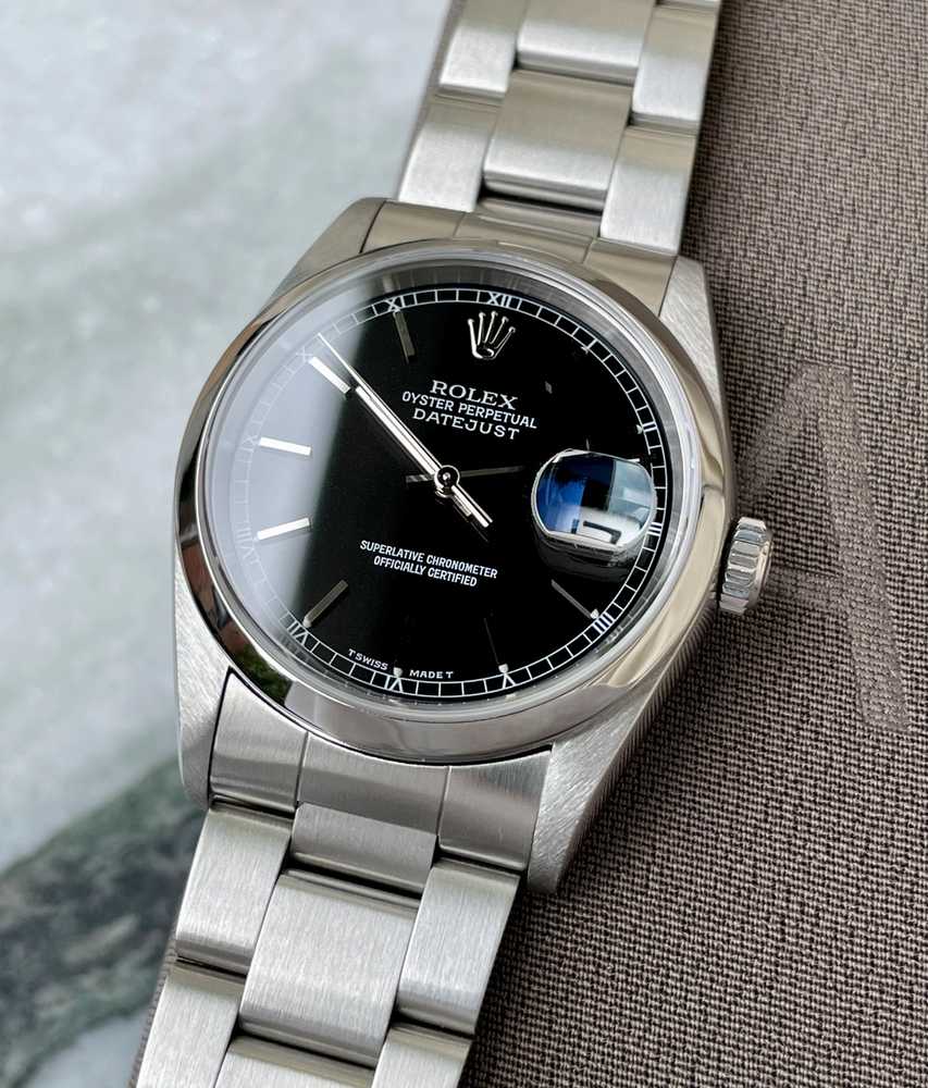 Image for Rolex Datejust 16200 Black 1996 with original box and papers