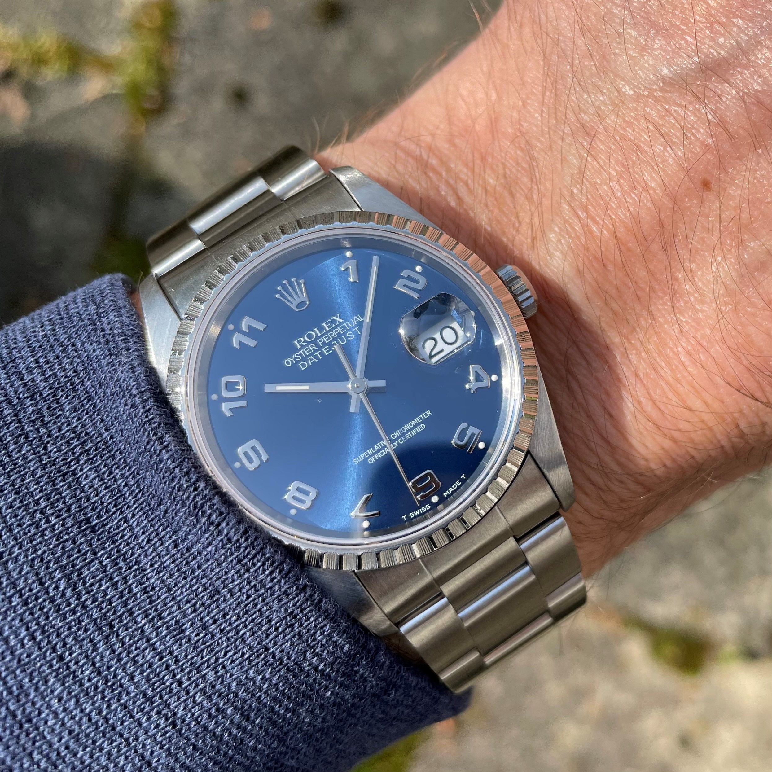 rolex datejust 16220 blue dial