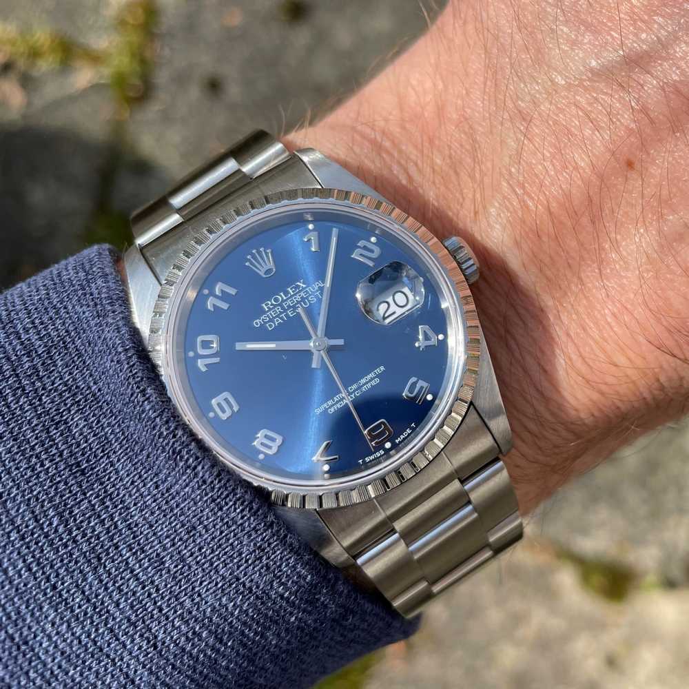 Wrist image for Rolex Datejust 16220  Blue 1991 