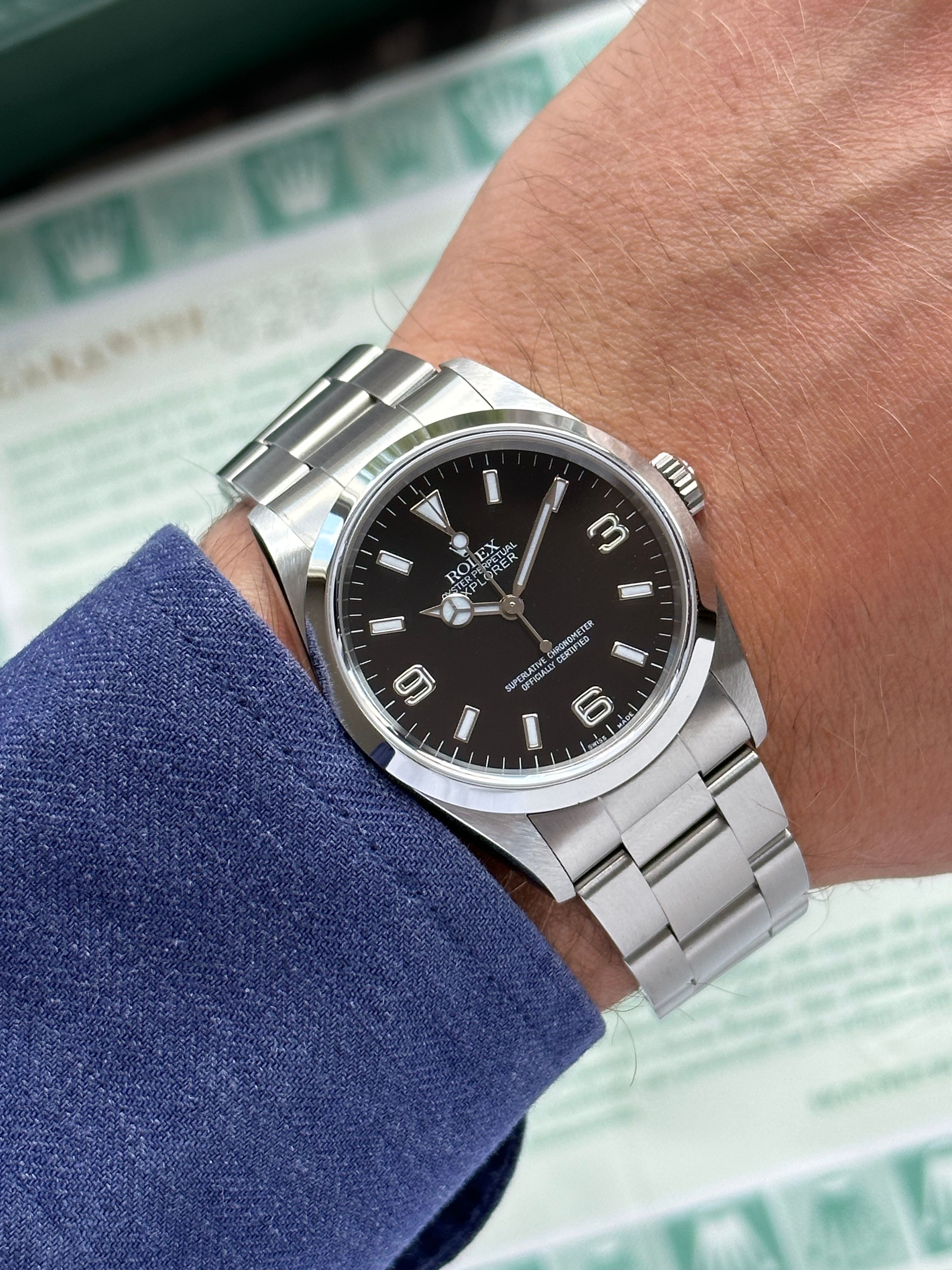 Rolex Explorer 1 14270 Black 2000 with original box and papers