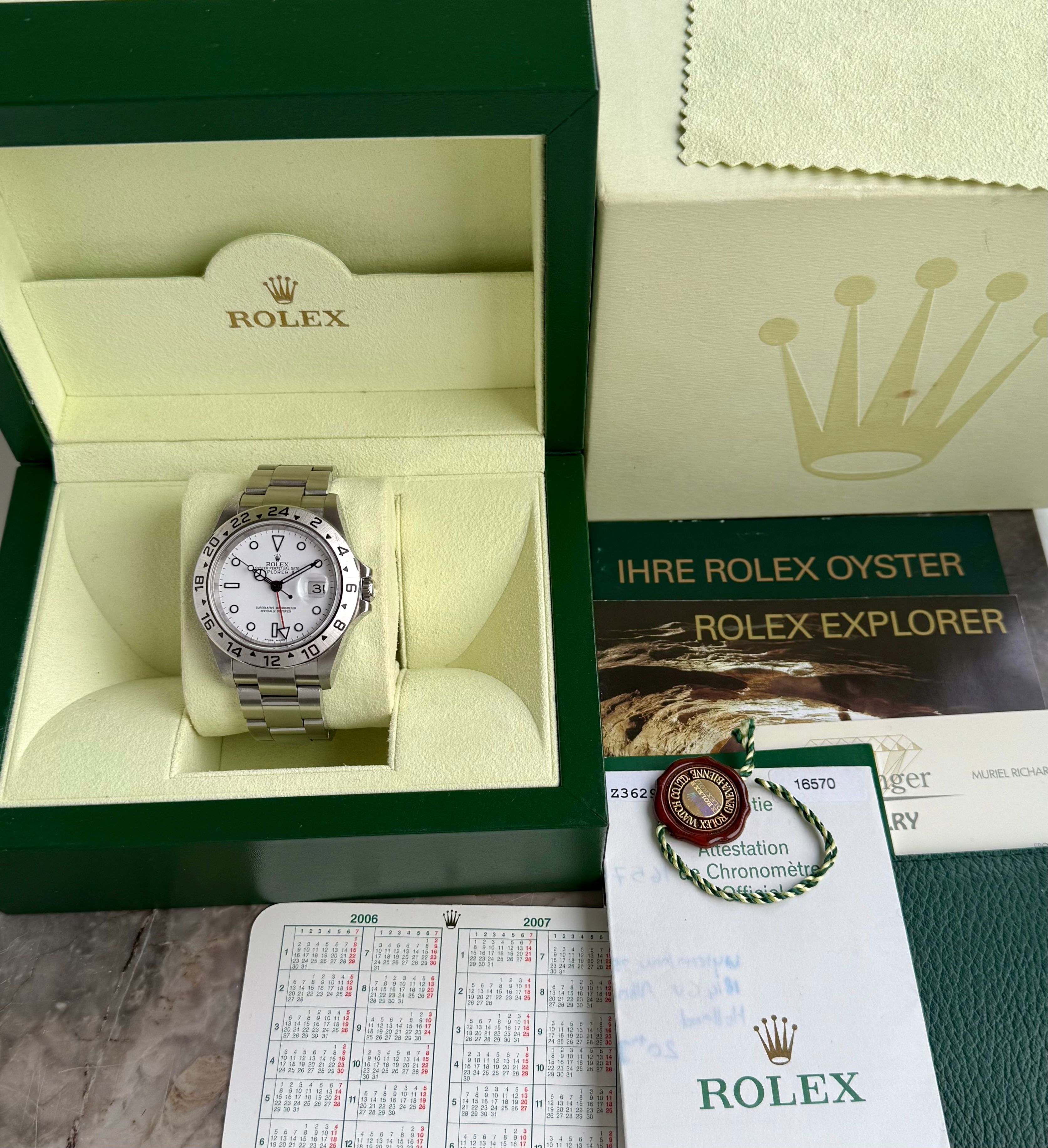 Rolex Explorer 2 16570 T White 2006 with original box and papers