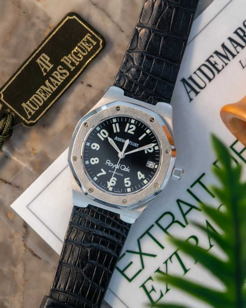 Featured image for Audemars Piguet Royal Oak "Military Dial" 14800ST Black 1995 with original box and papers