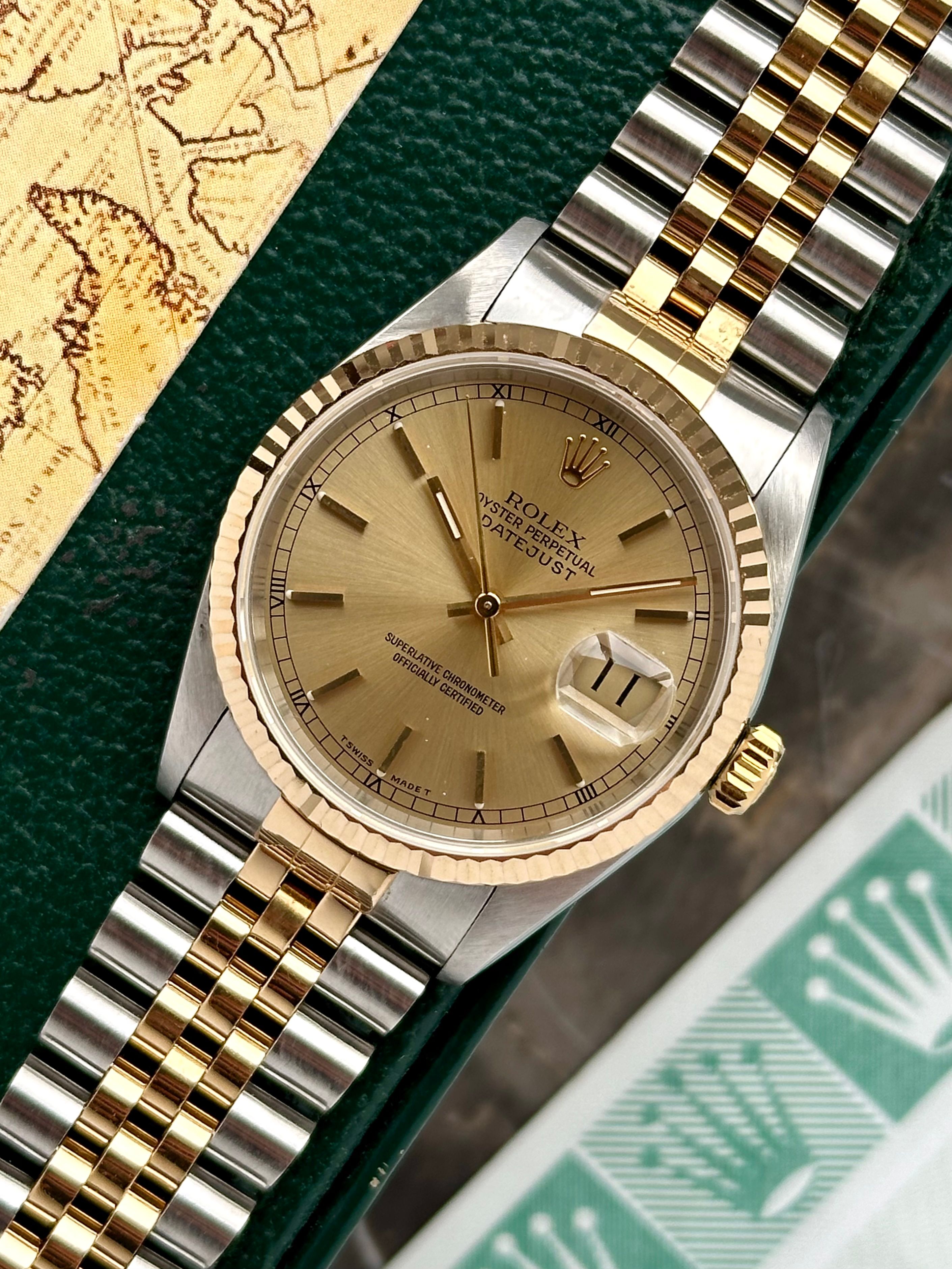 Rolex Datejust 16233 Gold 1997 with original box and papers