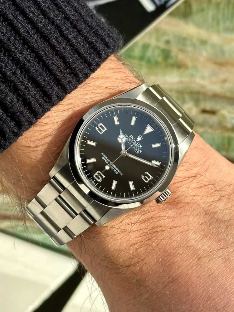 Wrist shot image for Rolex Explorer 1 14270 Black 1999 with original box and papers 4