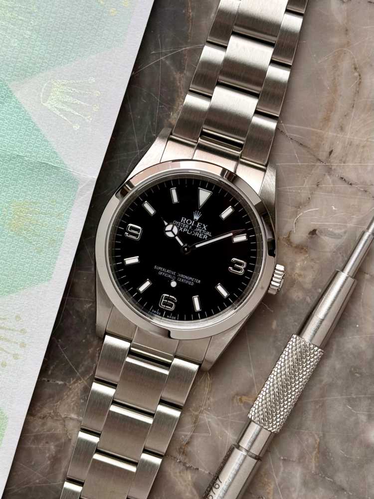 Featured image for Rolex Explorer 114270 Black 2004 with original box and papers