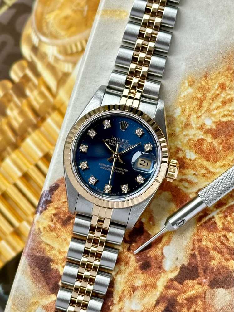 Featured image for Rolex Lady-Datejust "Diamond" 69173G Blue 1991 with original box and papers