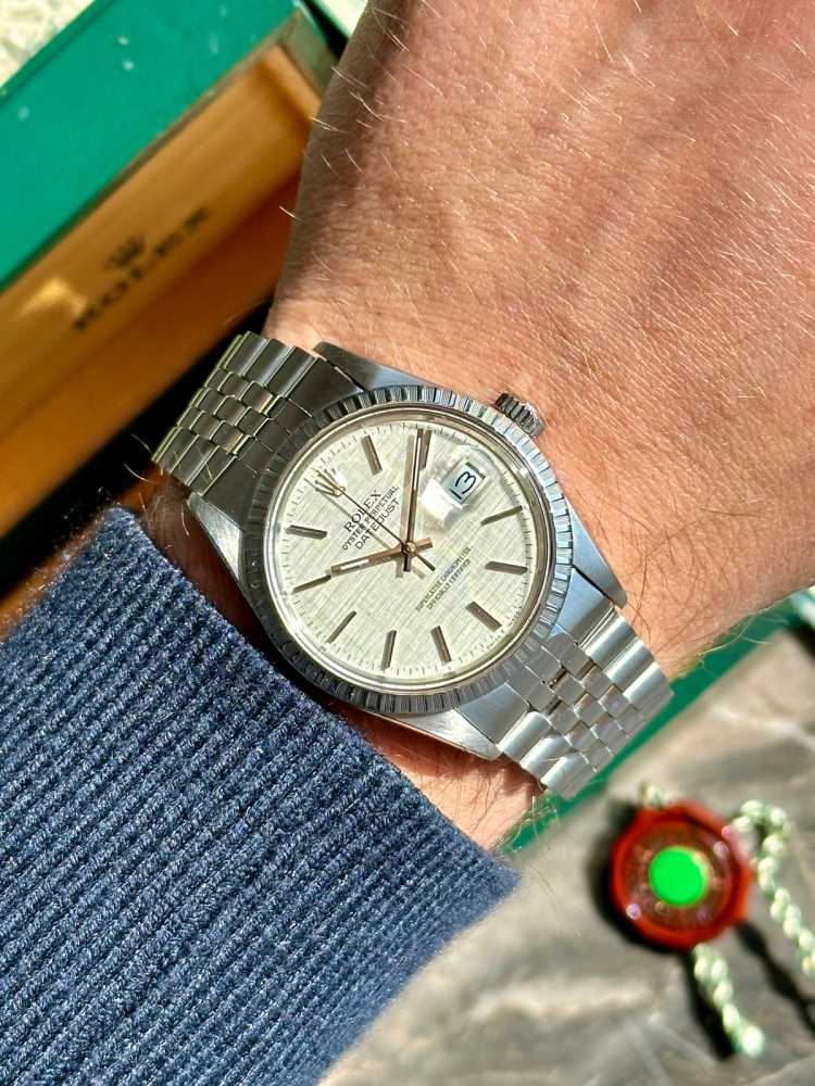 Image for Rolex Datejust "Linen" 16030 Silver Linen 1986 with original box and papers