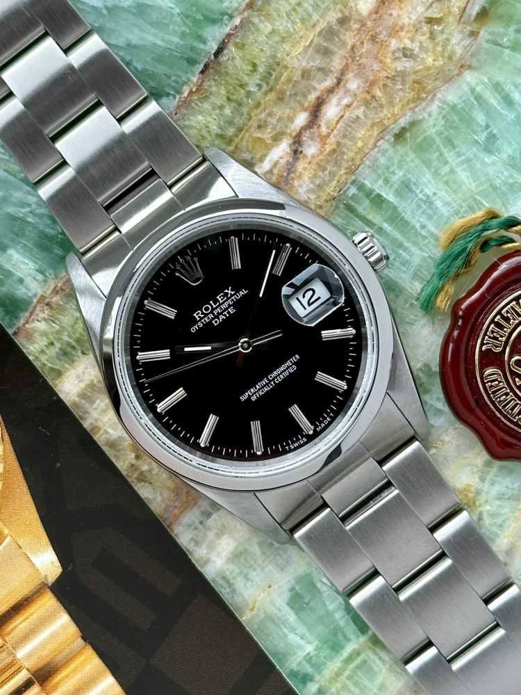 Image for Rolex Oyster Perpetual Date 15200 Black 1993 with original box and papers