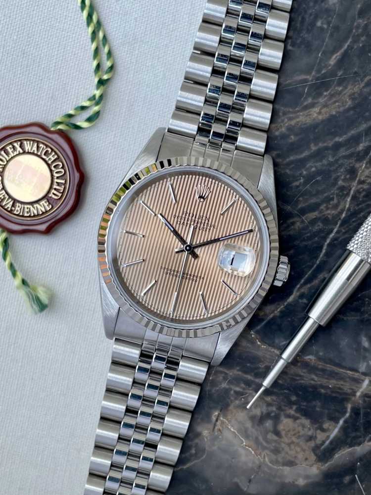 Featured image for Rolex Datejust "Tapestry" 16234 Tropical 2000 with original box and papers