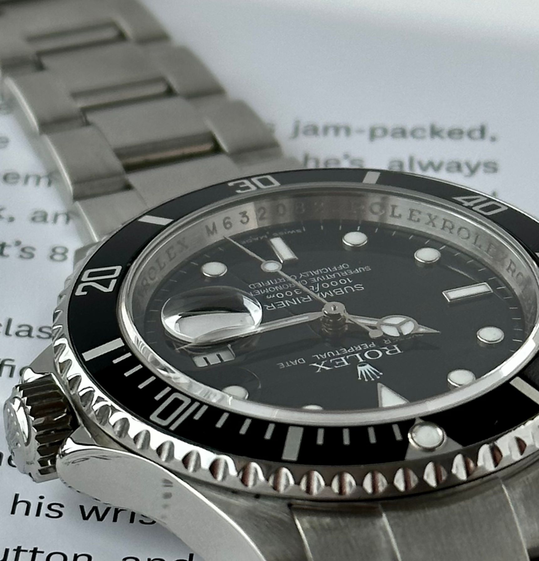 Rolex Submariner Engraved Rehaut 16610T Black 2008