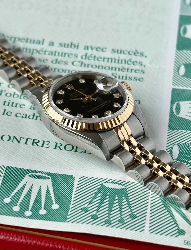 Image for Rolex Lady-Datejust "Diamond" 69173 Black 1993 with original box and papers